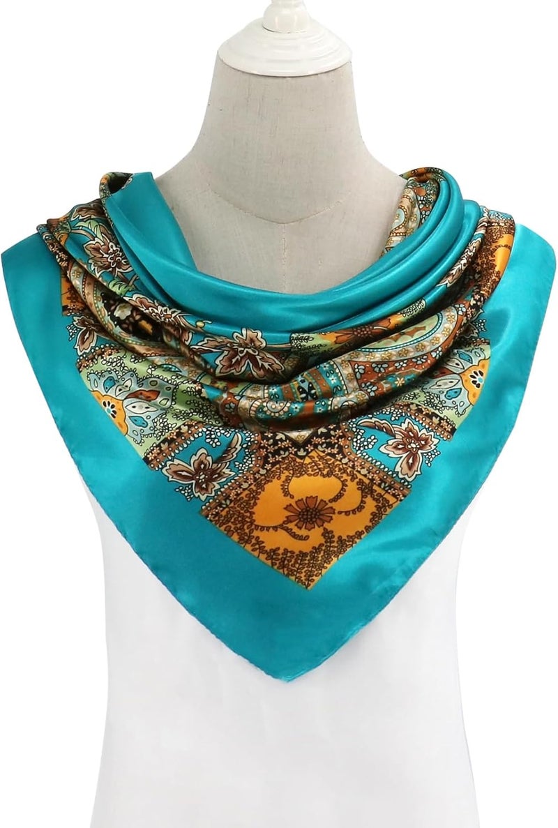 vimate 35" Square Silk Like Head Scarf - Women's Fashion Silk Feeling Scarf for Hair Wrapping and Sleeping at Night. - Image 4